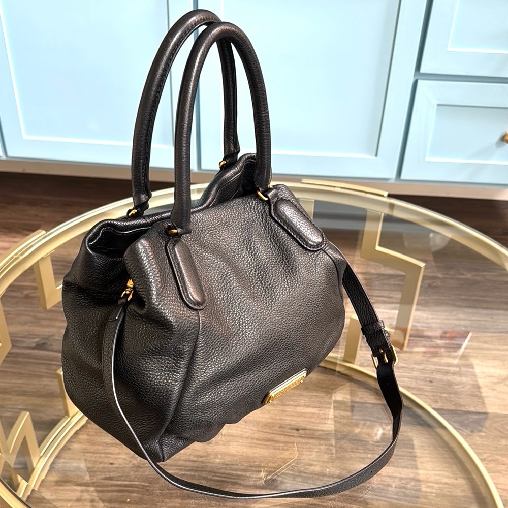 Marc By Marc Jacobs Q Fran Black Pebble Smooth Leather Crossbody Bag.